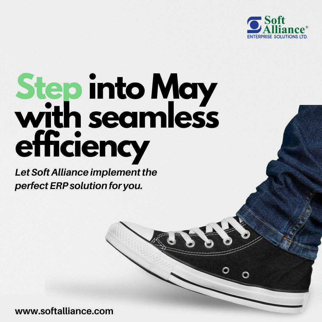 Step into May with confidence and leave your business operations to us! 
SoftAlliance's ERP solution has got you covered. 

#BusinessSolutions #ERP #SoftAlliance
