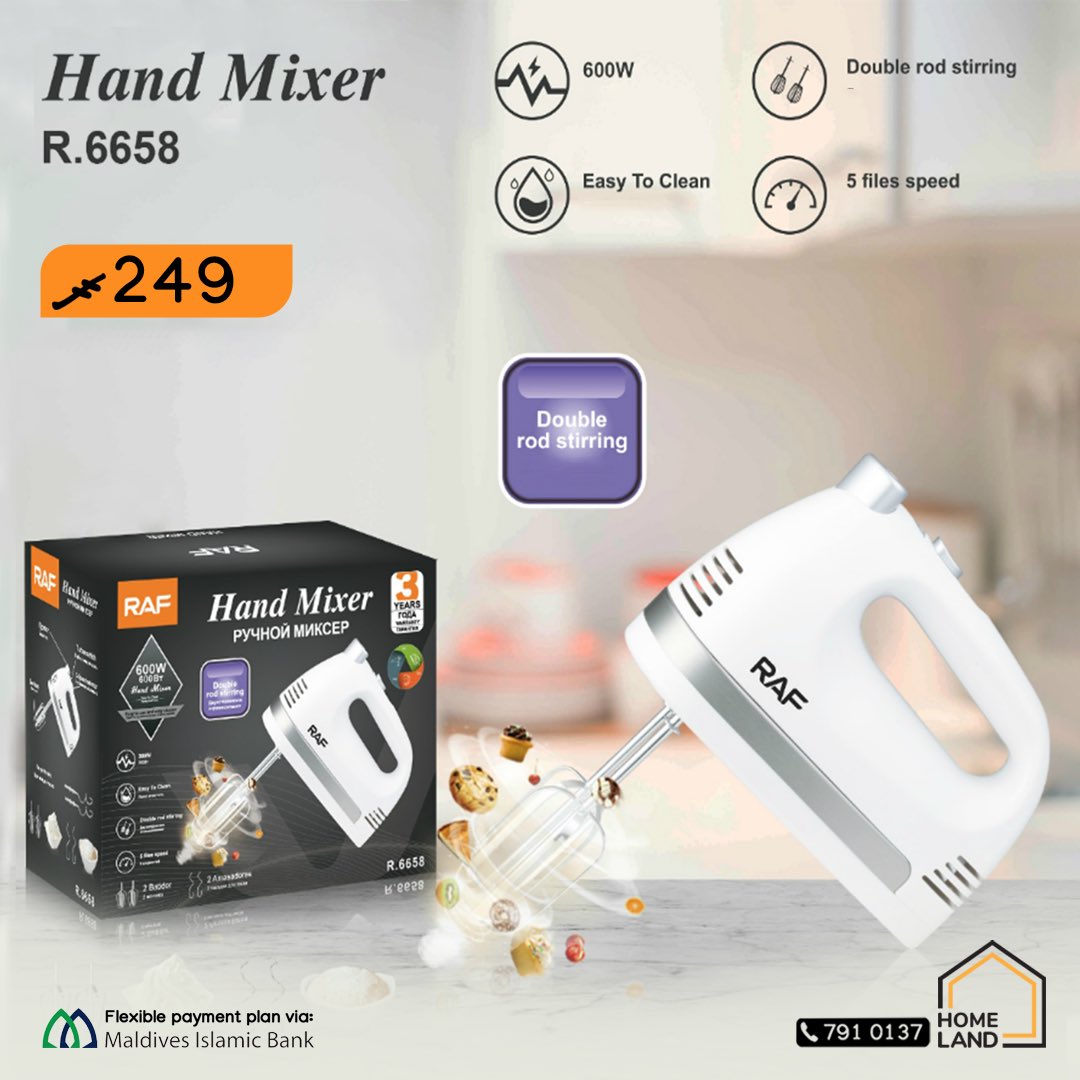 HomelandMv's tweet image. Restocked🔥🔥
RAF Electric Egg Whisk
RAF Hand Blender
RAF Hand Mixer
RAF Stand Mixer 

For Free Delivery viber us at 7910137
#RAF #handblender #handmixer #homelandmvand
