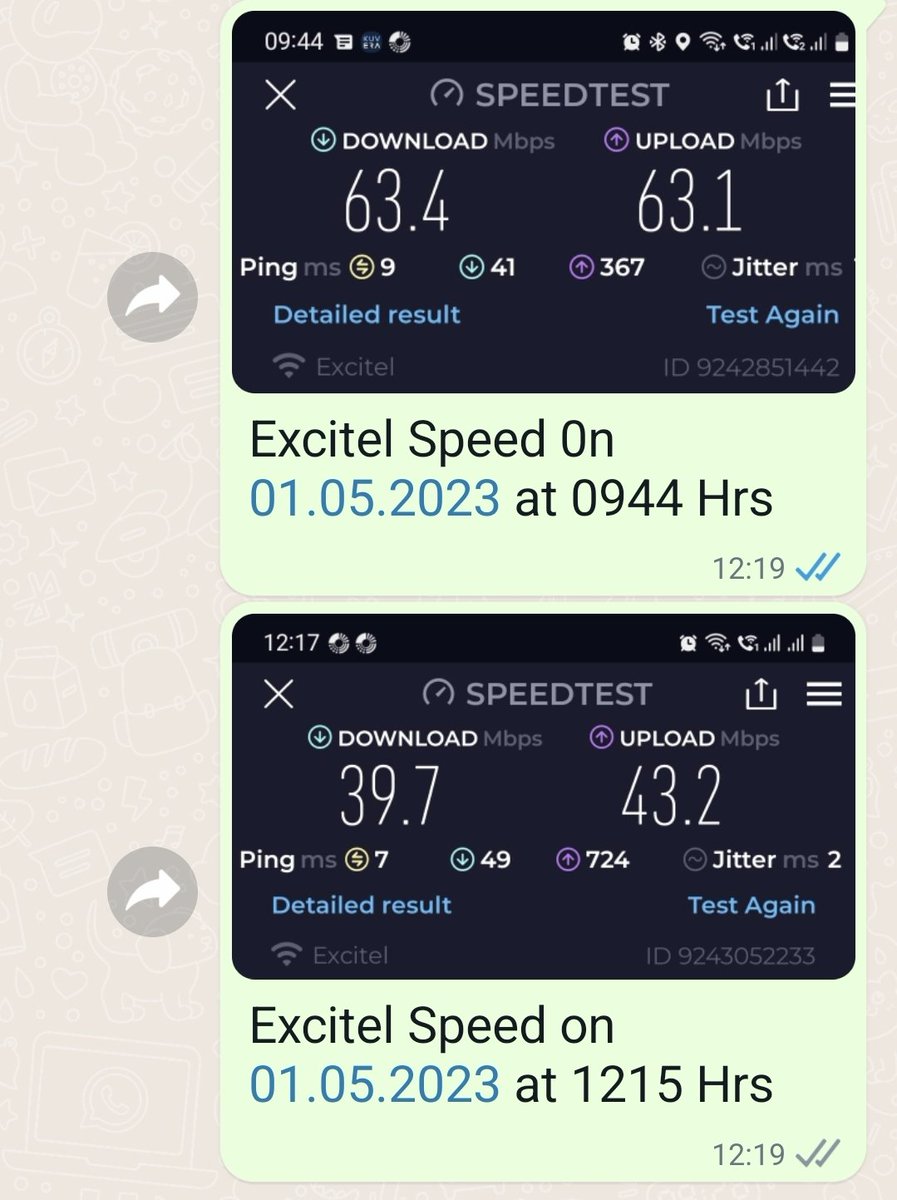 aress2910's tweet photo. No sign of improvement. It is day 18th, since new 400mbps connection was taken on14th April. Team Excitel is proving to be DuD Performer. If you can't deliver you may disconnect and refund the money.There is a limit to patience...
#excitel #broadband @excitel_rocks #poorservice https://t.co/UQIslSeWsn