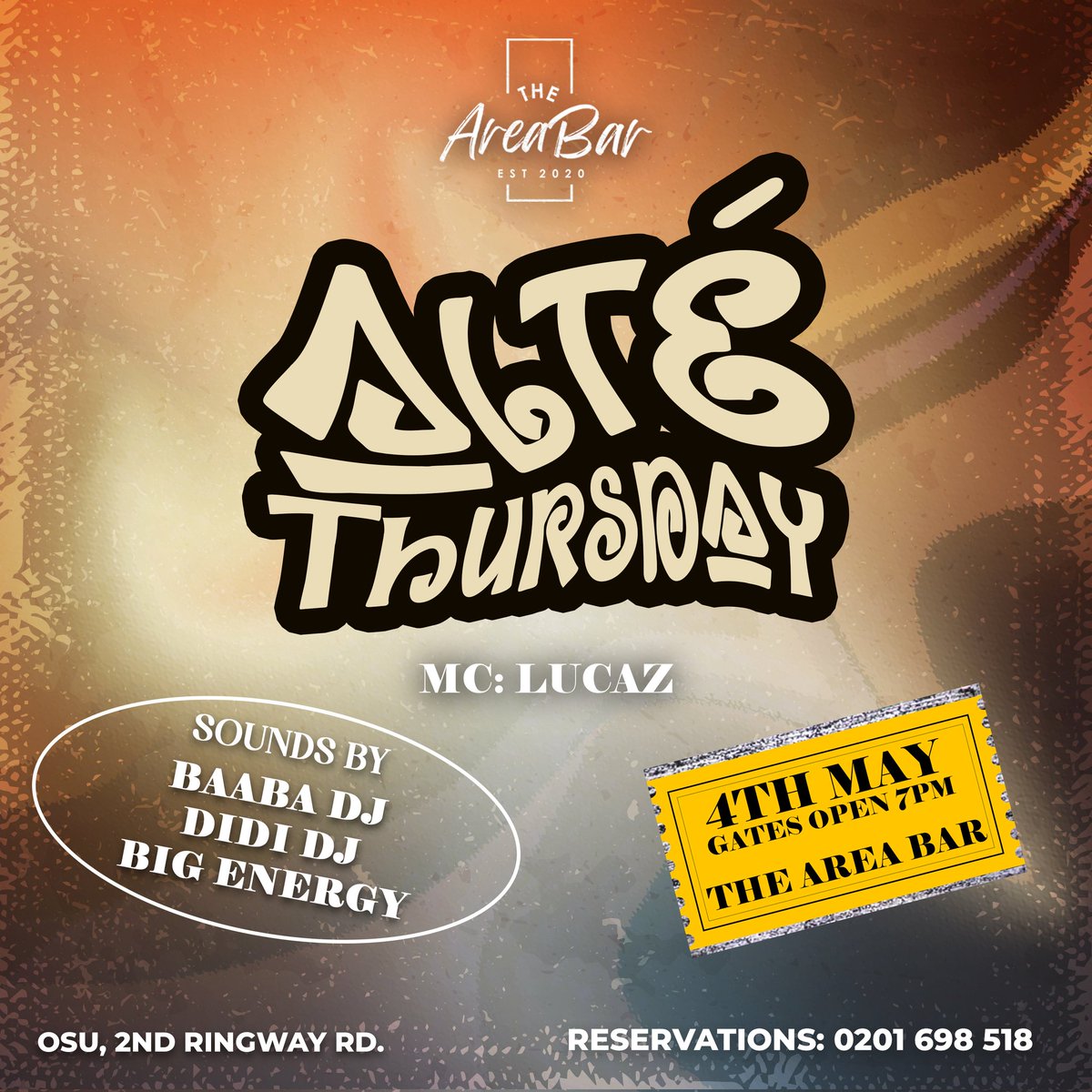 TheAreaBar's tweet photo. Area Boys & Girls mark your calendars for a guaranteed enjoyment this week.
⏰: opens everyday from 5pm
📍: 2nd Ringway Road, Osu.
#weeklyrollout #accravibes #Ghana #EnjoymentHQ https://t.co/WfOa2Vi1c3