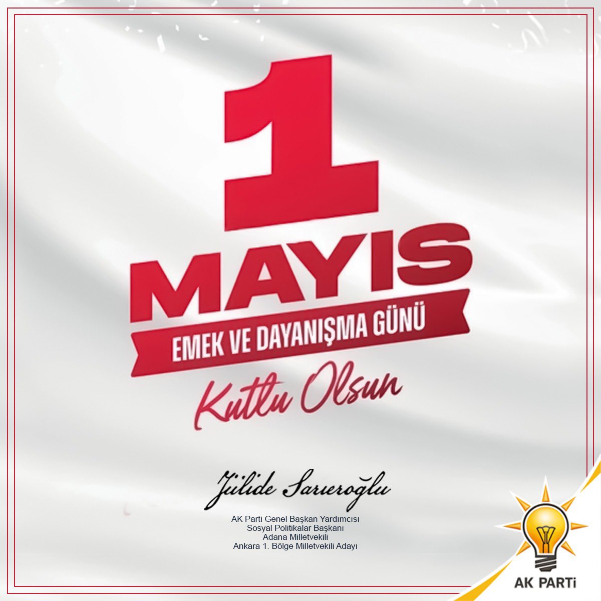 Emekle, gayretle, alın teriyle ülkemizin büyümesinde, kalkınmasında, ilerlemesinde, gelişmesinde büyük role sahip tüm emekçi kardeşlerimizin 
1 Mayıs Emek ve Dayanışma Günü kutlu olsun.

#1Mayıs
#1MayısEmekveDayanışmaGünü
