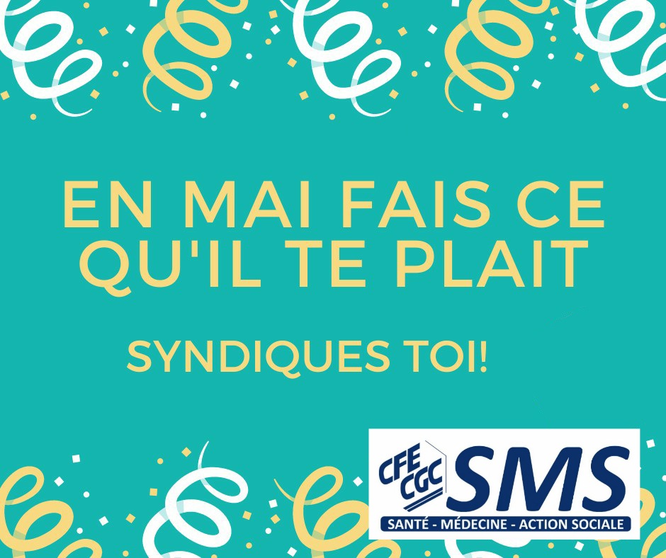 En Mai 🗓, fais ce qu'il te plaît:
SYNDIQUES TOI❗

Les idées que nous défendons:
✅Maintenir le pouvoir d'achat
✅Défendre le statut de l'ensemble des salariés 
✅Améliorer la QVT
✅Développer un dialogue social &amp;sincère 
✅Mieux former les salariés 
✅Valoriser les compétences