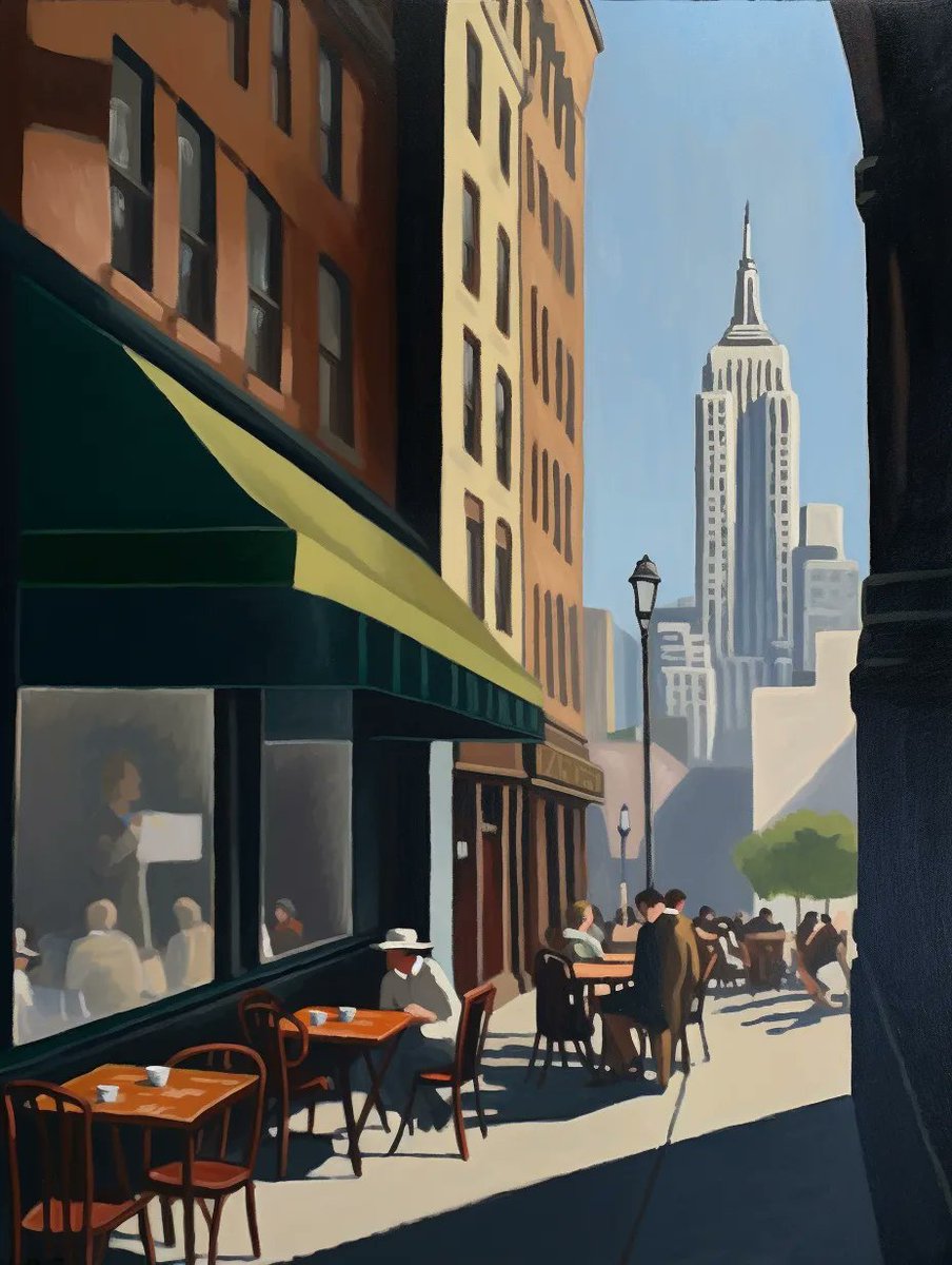 The Empire State Building is an Art Deco skyscraper with 102 floors. Its construction began in 1930 and was completed May 01, 1931. 

#NFTart #EdwardHopper #ArtDeco #EmpireStateBuilding #Manhattan #NewYorkCity #1930s #OilPainting #TimelessAesthetic