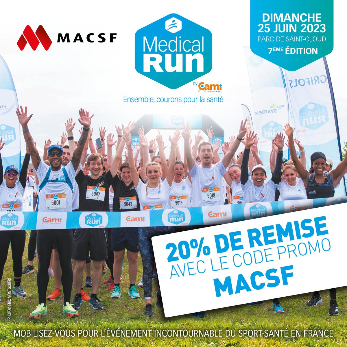 [VOUS]🏃 Participez à la @medical_run, la course des pro de santé, le dimanche 25 juin, au profit de <a href="/SportetCancer/">CAMI Sport & Cancer</a>. La MACSF vous permet de bénéficier de 20%  de remise sur votre inscription via ce lien👉 bit.ly/3NhSVu5