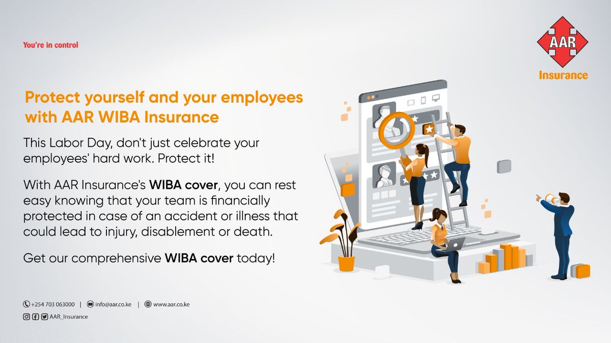 AAR_Insurance's tweet photo. Protect your employees and stay compliant with AAR Insurance's WIBA product. Our insurance covers medical expenses, provides financial protection and compensates disability and death from work-related injuries. #AARInsurance #WIBACover #EmployeeSafety https://t.co/7DQX9qAx5Z