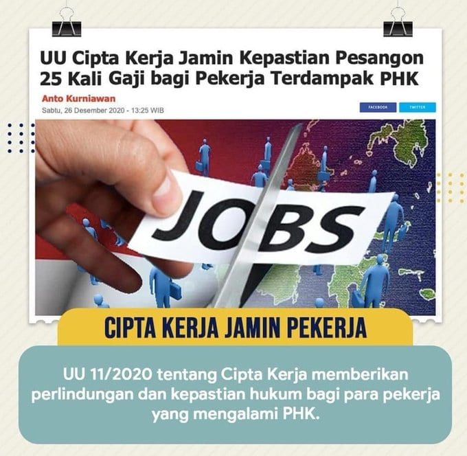 devimanda5's tweet photo. UU Cipta Kerja memberikan perlindungan dan
kepastian hukum bagi para pekerja yang
mengalami PHK

#uuciptakerja #uuciptakerjauntukrakyat
#omnibuslawciptalapangankerja https://t.co/h3Z8LMVtt4