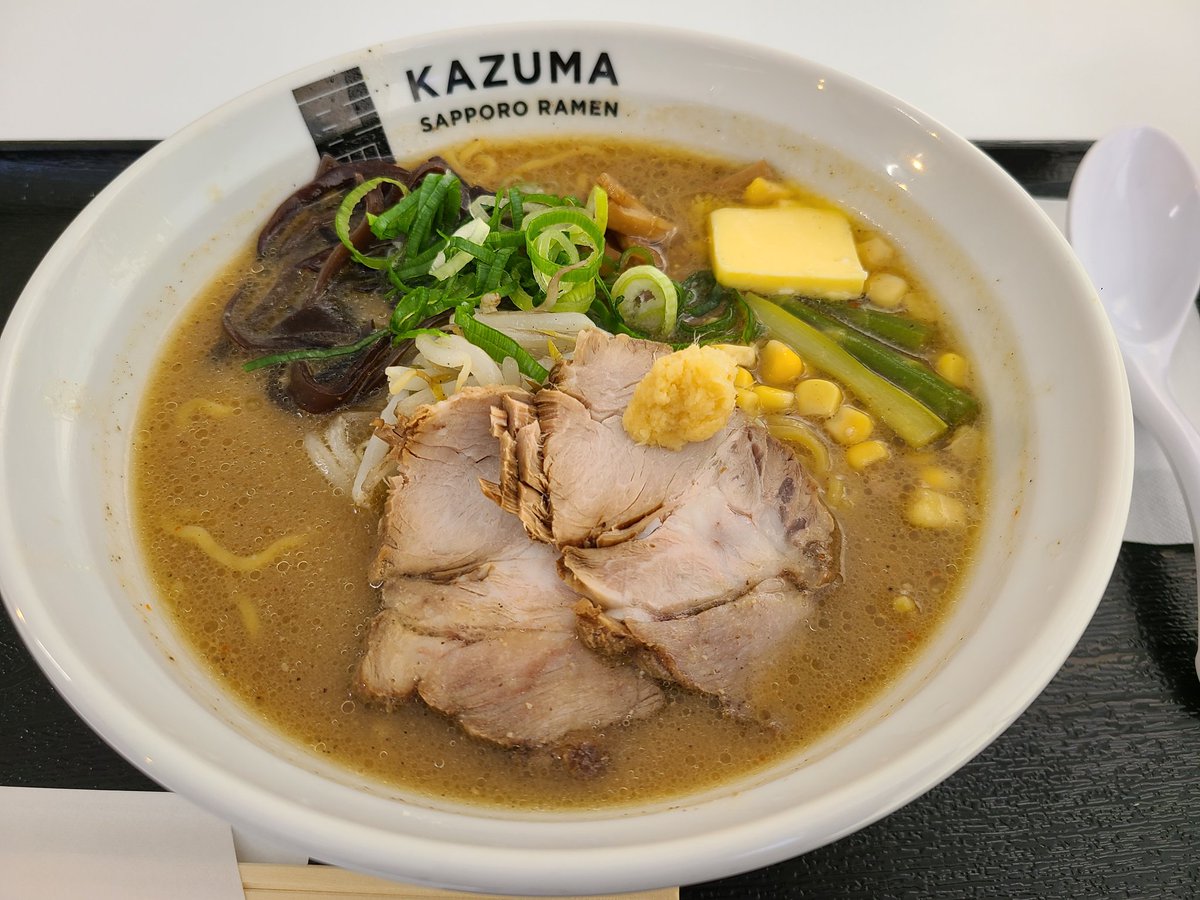 apple_candy_mao's tweet photo. 今日は麺屋 一馬さん(  * ॑꒳ ��*)⸝⋆｡✧♡
アスパラが入ってるのも北海道感あっていいねぇ(´ー｀*)ｳﾝｳﾝ
明日までの出店みたいだから食べに行けて良かったー⋆⸜(* ॑꒳ ॑*  )⸝ https://t.co/EygnUTs4UT