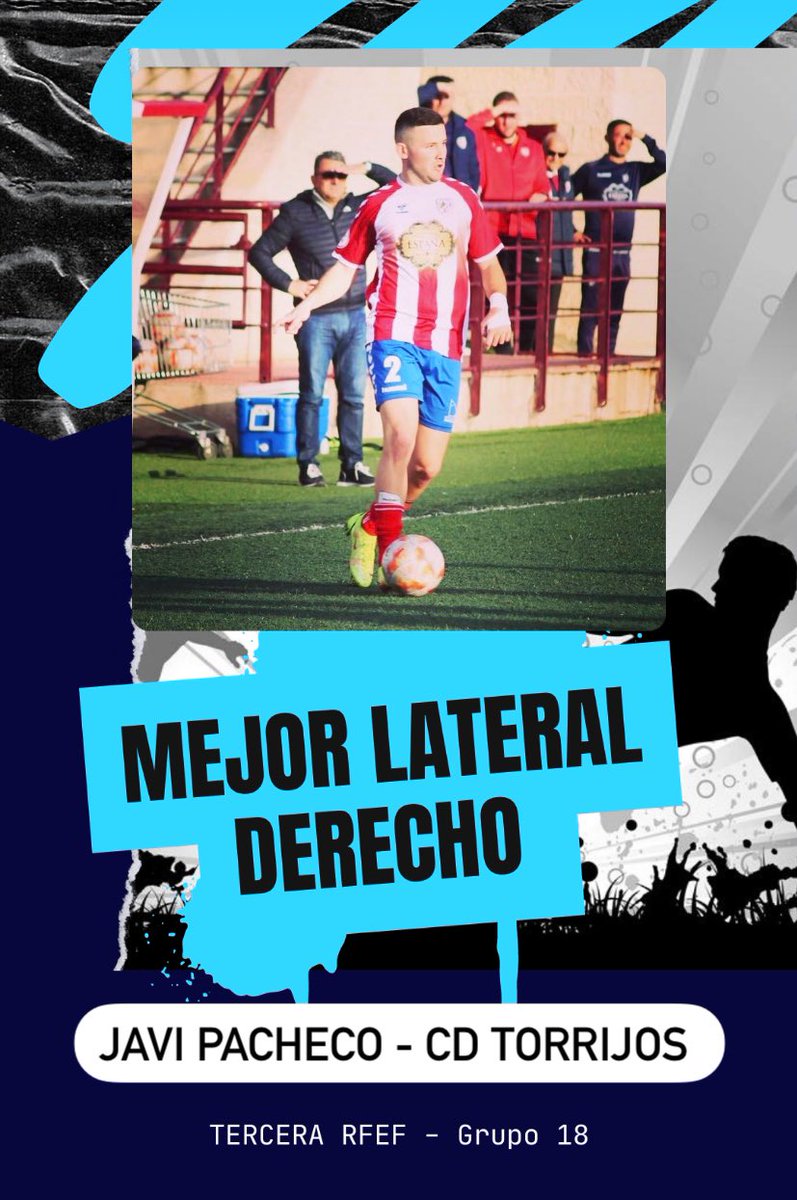 🏆 𝗠𝗘𝗝𝗢𝗥 𝗟𝗔𝗧𝗘𝗥𝗔𝗟 𝗗𝗘𝗥𝗘𝗖𝗛𝗢

👤 𝑱𝑨𝑽𝑰 𝑷𝑨𝑪𝑯𝑬𝑪𝑶 - 𝑪𝑫 𝑻𝑶𝑹𝑹𝑰𝑱𝑶𝑺

🥇 El jugador del conjunto toledano ha sido elegido el mejor DEFENSA LATERAL DERECHO del Grupo 18 de Tercera RFEF (Temporada 2022/23).

📊 𝟛𝟠% 𝕕𝕖 𝕝𝕠𝕤 𝕧𝕠𝕥𝕠𝕤

¡Enhorabuena