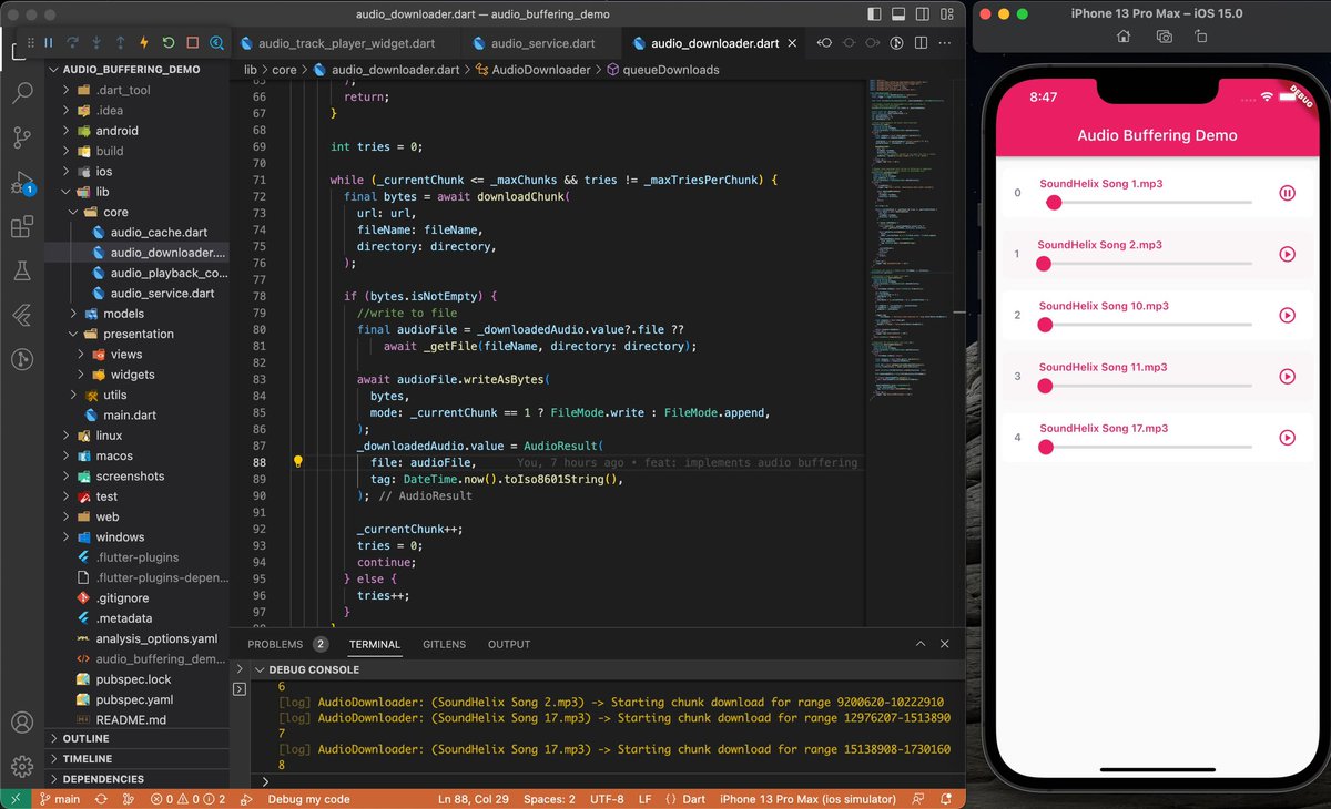 ebere_lucky's tweet image. This weekend I wrote a demo app showing how remote audio can be buffered in Flutter apps instead of downloading the entire audio content before playing.

github.com/Crazelu/audio_…
@FlutterLagos @nlycskn 
#flutterdev #flutter
