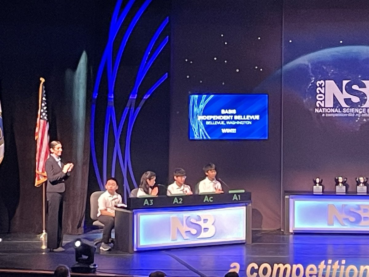 Congratulations 🎉 to Jonas Clarke for a 2nd place finish and to BASIS Independent Bellevue for claiming the Middle School #NSB2023 Championship title!! Great job, competitors &amp; coaches! 🧫🧬🔭⚗️🔬🧪🥼