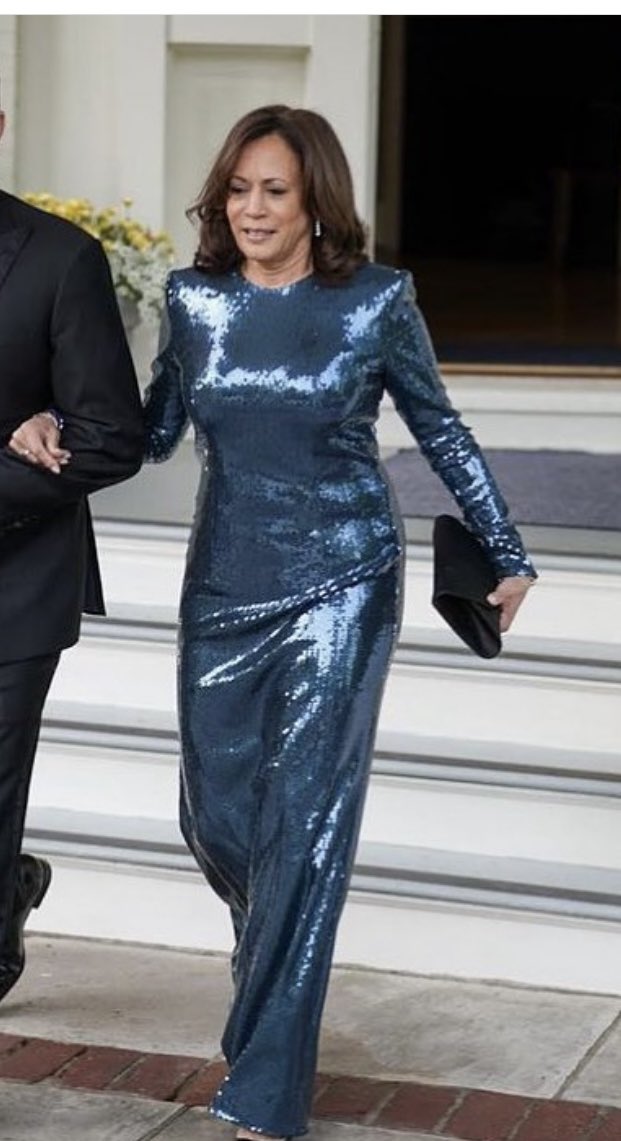 Kate Bennett on X: . @VP 's blue sequined gown for WHCD was by designer  Sergio Hudson. Kamala Harris has worn custom Hudson several times during  her tenure as VP.  /