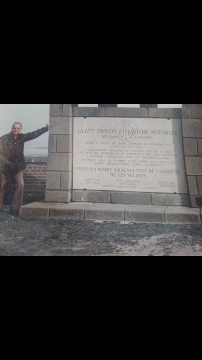lesleybrookes's tweet photo. @rgpoulussen My grandfather was evacuated from Bray-Dunes - one day he returned to have his photograph taken at the site. On the reverse of this photo is a handwritten memoir of his experience https://t.co/syjVryHWhe