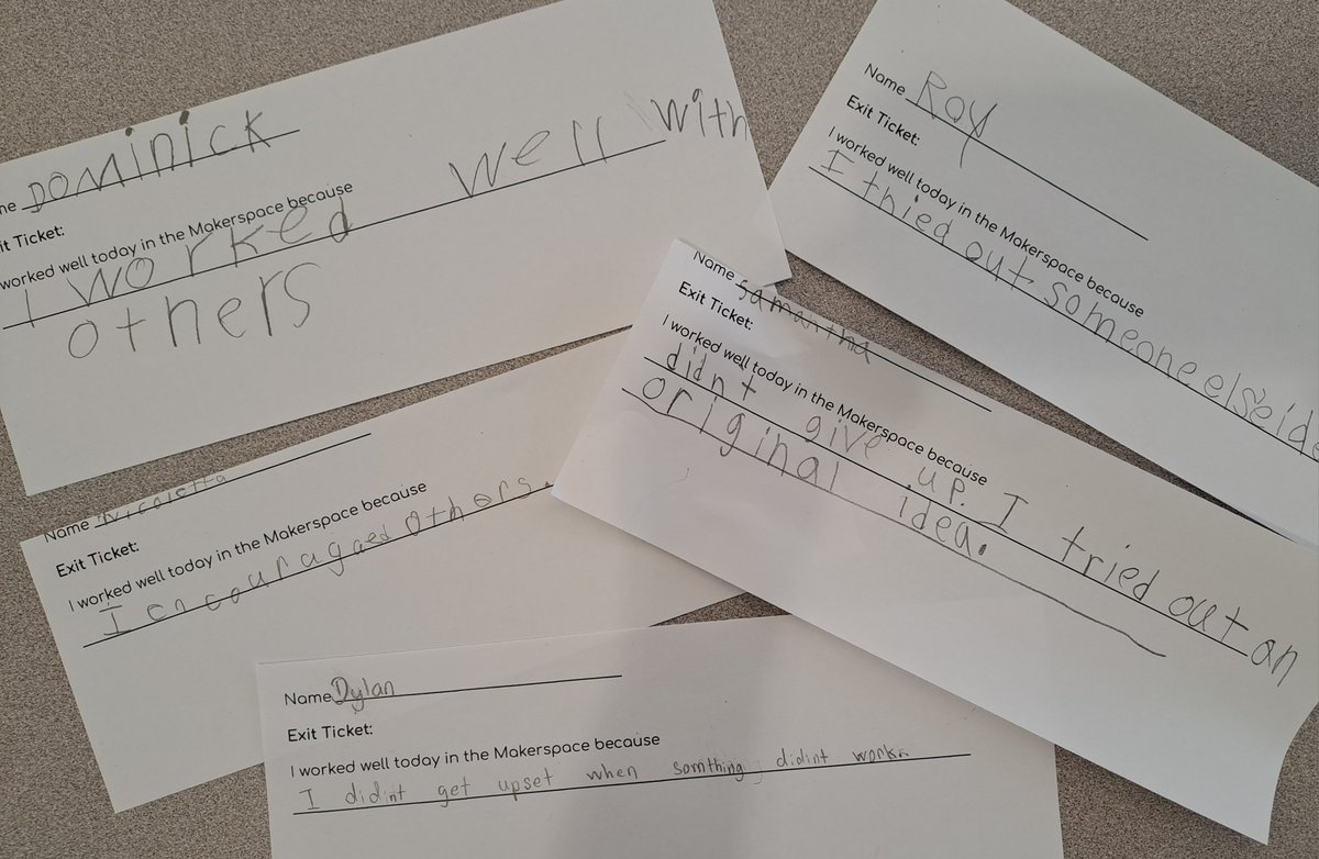 Adding new materials to the repertoire each week... creative energies are flowing! We use exit tickets to reflect on our accomplishments during <a href="/HowellTwpGrnvl/">Greenville School</a> Makerspace time!