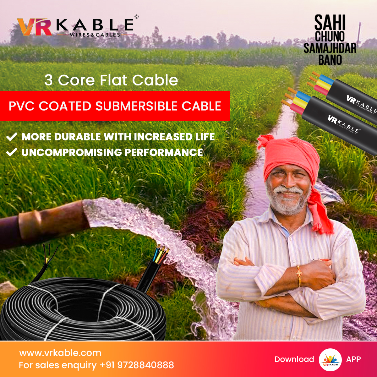 vrkable's tweet image. PVC COATED SUBMERSIBLE 3 CORE FLAT CABLE

**More Durable with Increased Life
**Uncompromising Performance

Read more information about the product and price, please call us on +91-9728840888

#pvc #pvccable #pvccoated #3coreflatcable #wire #cable #ecofriendlywire #extrasafewire