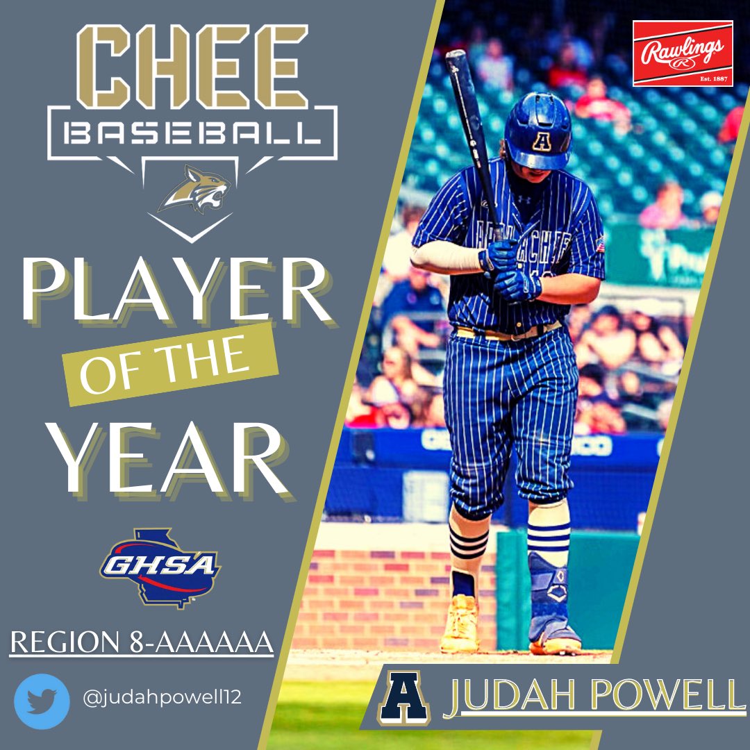 CheeBaseballAHS's tweet photo. Congratulations to @PowellJudah on being selected as the Region 8-AAAAAA PLAYER OF THE YEAR!! This is a tremendous accomplishment and we are extremely proud! 😼💪🏼
#Juuuuuuuuudaaaaahh https://t.co/k44bQpTJ0e