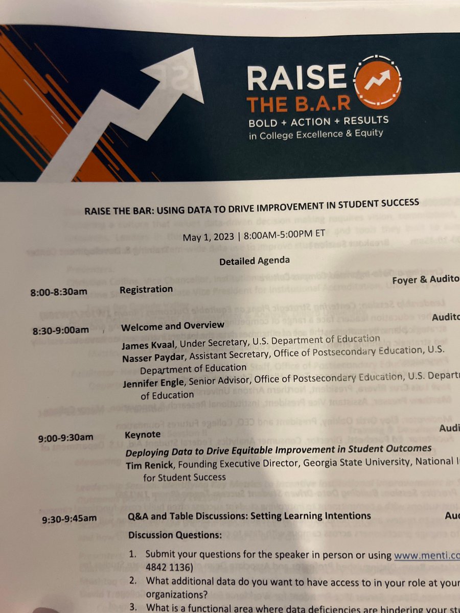 Excited about #RaiseTheBar Summit at <a href="/usedgov/">U.S. Department of Education</a> #datainformed student success @UnderSecKvaal