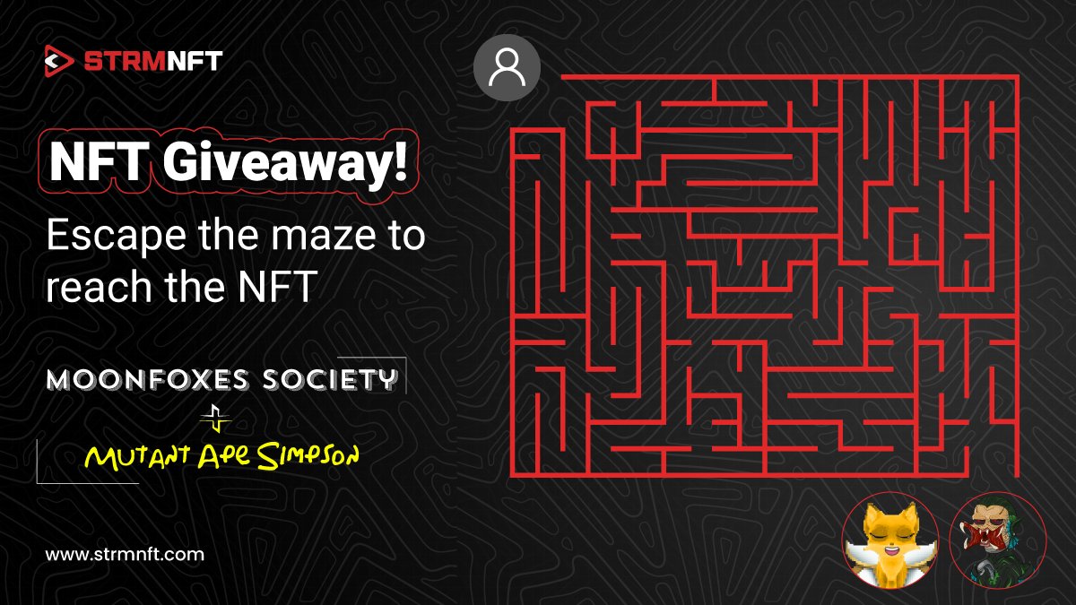🫵 Prepare yourself for another maze explorer adventure! 

🪂 We're giving away some random NFT from the <a href="/foxesbits/">Moonfoxes bits 🦊</a>  and <a href="/Tonysimpsonnft/">Tony Simpson</a> collections to the winners of our #NFT Giveaway challenge. 

💬 Leave a comment with your solution to the maze, and win free NFTs on #STRMNFT!