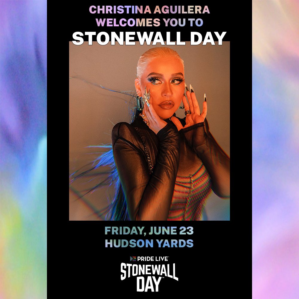 REALPRIDELIVE's tweet photo. 🎶 Thanks for making me a fighter 🎶 We are SO thrilled to announce that Grammy award winner, global pop star, and long-time supporter of Pride Live @xtina will be headlining #StonewallDay2023!

Christina Aguilera has advocated tirelessly and fearlessly for the LGBTQ+ community to be seen, heard, and protected. To have her be a part of Stonewall Day is a testament to her ongoing commitment, and we are incredibly honored for her to join us on stage to celebrate Pride Month at @hudsonyards this year.

So, mark your calendars for Friday, June 23rd, and head over to https://t.co/v3csAYbRUS to get your tickets TODAY. You won't want to miss this! Proceeds from Stonewall Day 2023 will benefit the @stonewallvisctr.

📸 Hayden Noelle Coens
#PrideLive #SWD2023 #ChristinaAguilera