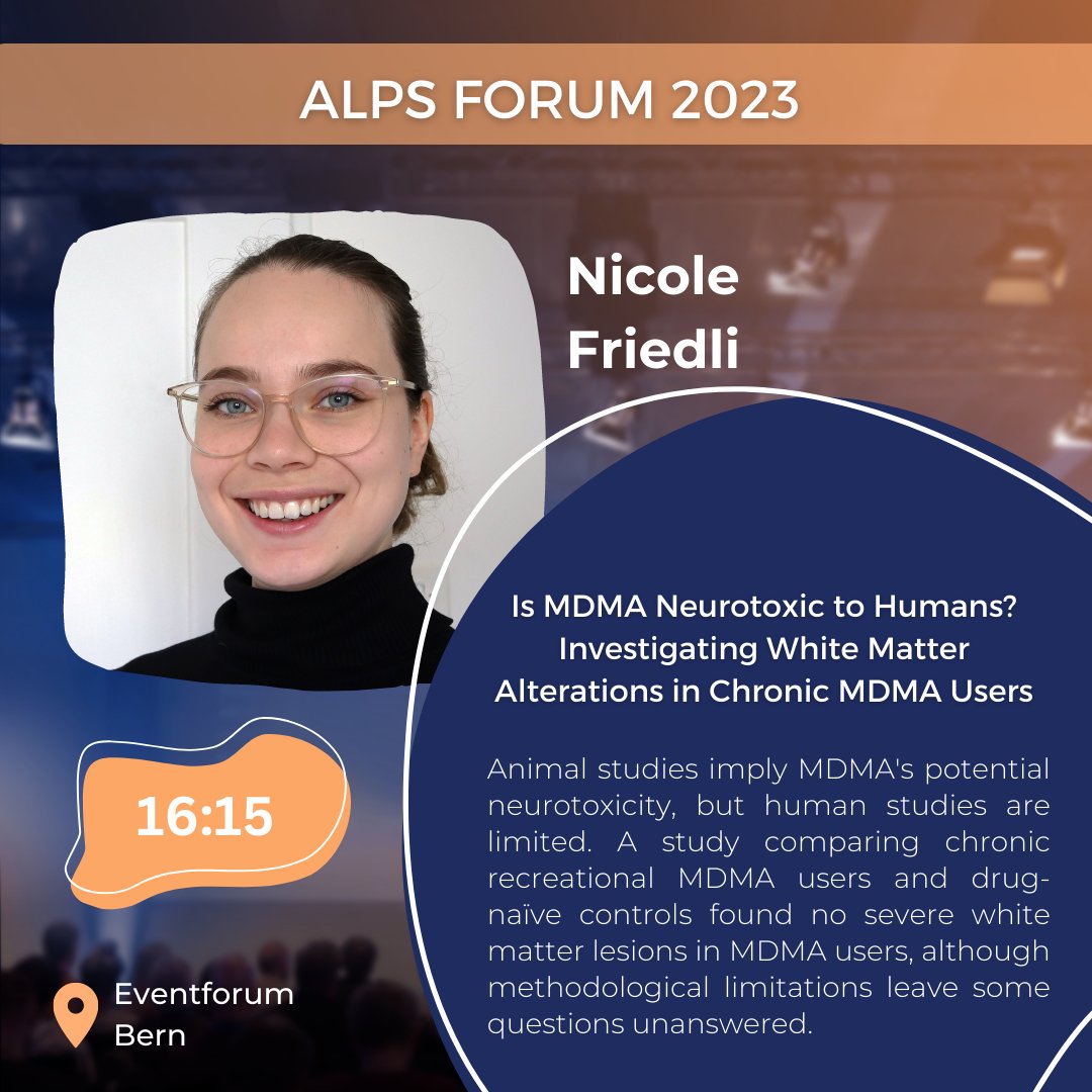 ALPSfoundation's tweet photo. 🌀 ALPS Forum Speaker announcement! 🥳 Nicole Friedli will talk about White Matter Alterations in Chronic MDMA Users.

🎫Would you like to experience Nicole's talk live at the ALPS Forum 2023? Get your ticket now: https://t.co/cjX5erHYBb

#ALPSforum #psychedelicresearch #MDMA https://t.co/CBnj2CJgiu
