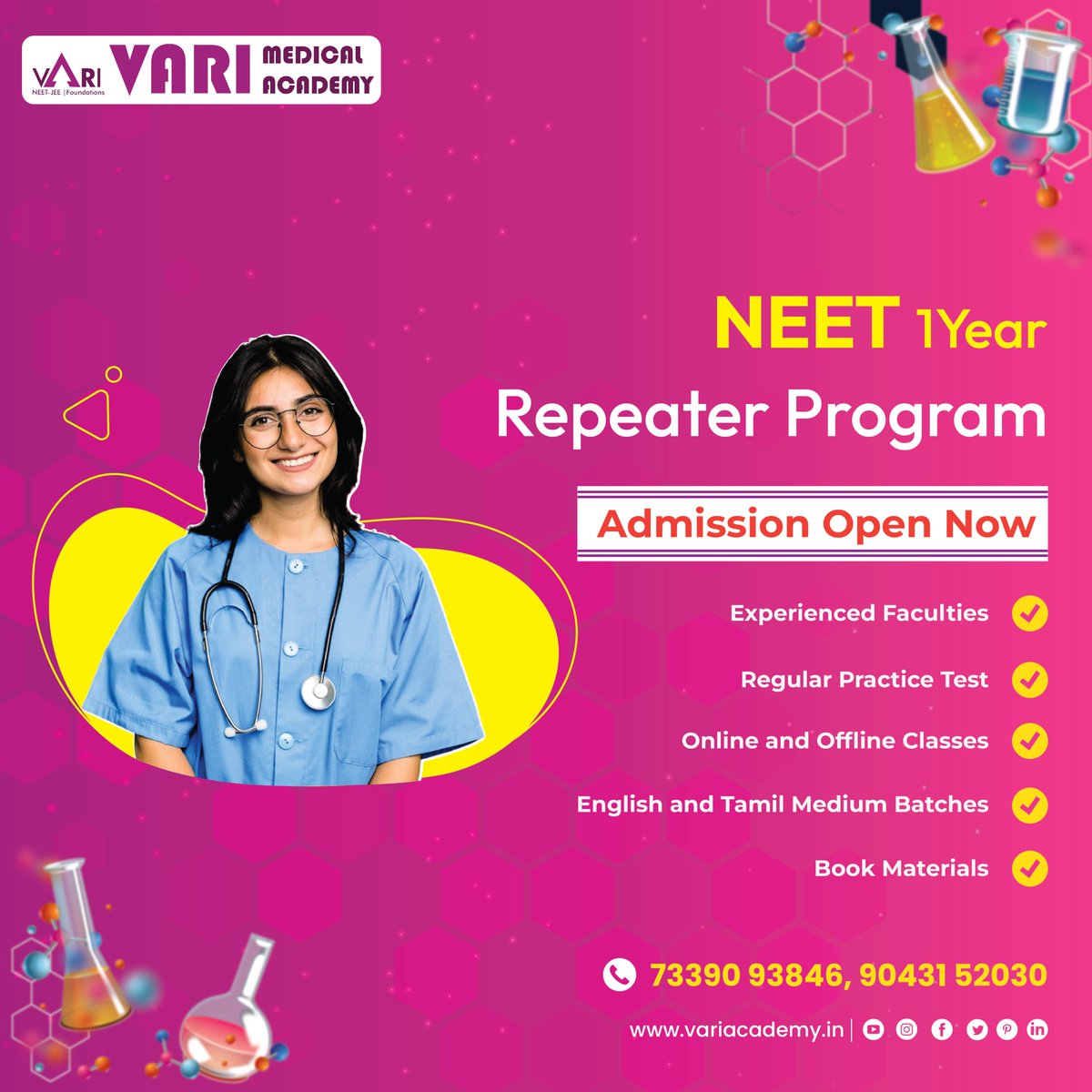 variacademy's tweet image. 📢 Attention NEET aspirants! 
Join Tamil Nadu&apos;s Top-Most Institute to achieve your dream of becoming a doctor. 🩺
Admissions Open Now ! 🎓

Contact: 7339093846, 9043152030
Website: variacademy.in

#neetrepeaterprogram #neetphysics #neetchemistry #neetbiology #Students