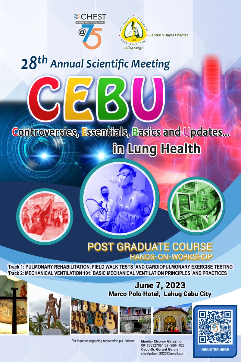 CHESTPD's tweet photo. Part of CHEST-PD's 28th Annual Scientific Meeting is the Post Graduate Course. This year the post graduate course committee offers hands on workshop on Pulmonary Rehab &amp; Mechanical Ventilation  limited to 80 participants /track
#PostGradCourse2023
#CHESTPD2023
#ASM2023Cebu https://t.co/zpDMoO6ylH