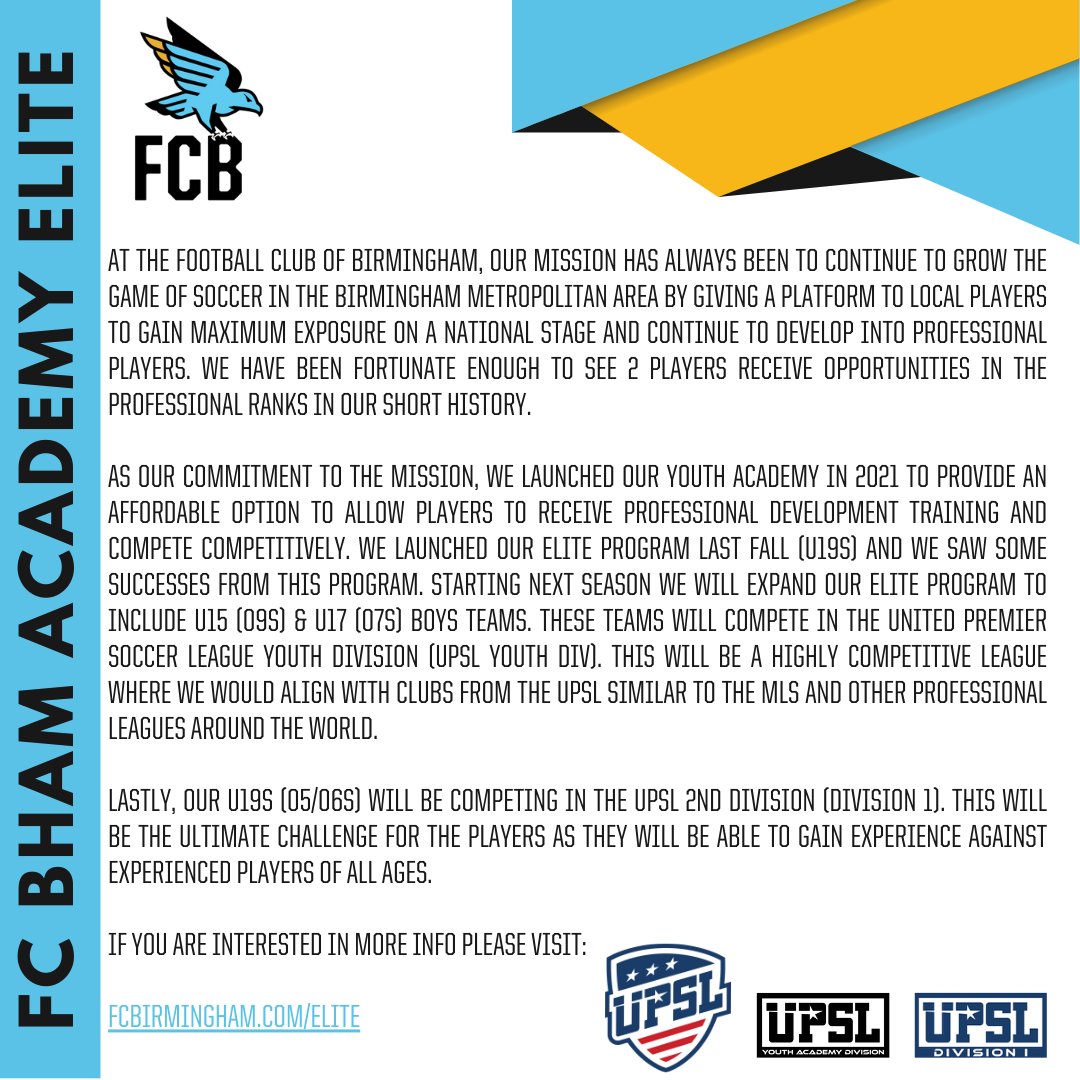 academyfcbham's tweet photo. We are thrilled to inform the city about this fantastic opportunity for the Youth players who have an aspiration to move to the next level! https://t.co/REPSC935jN