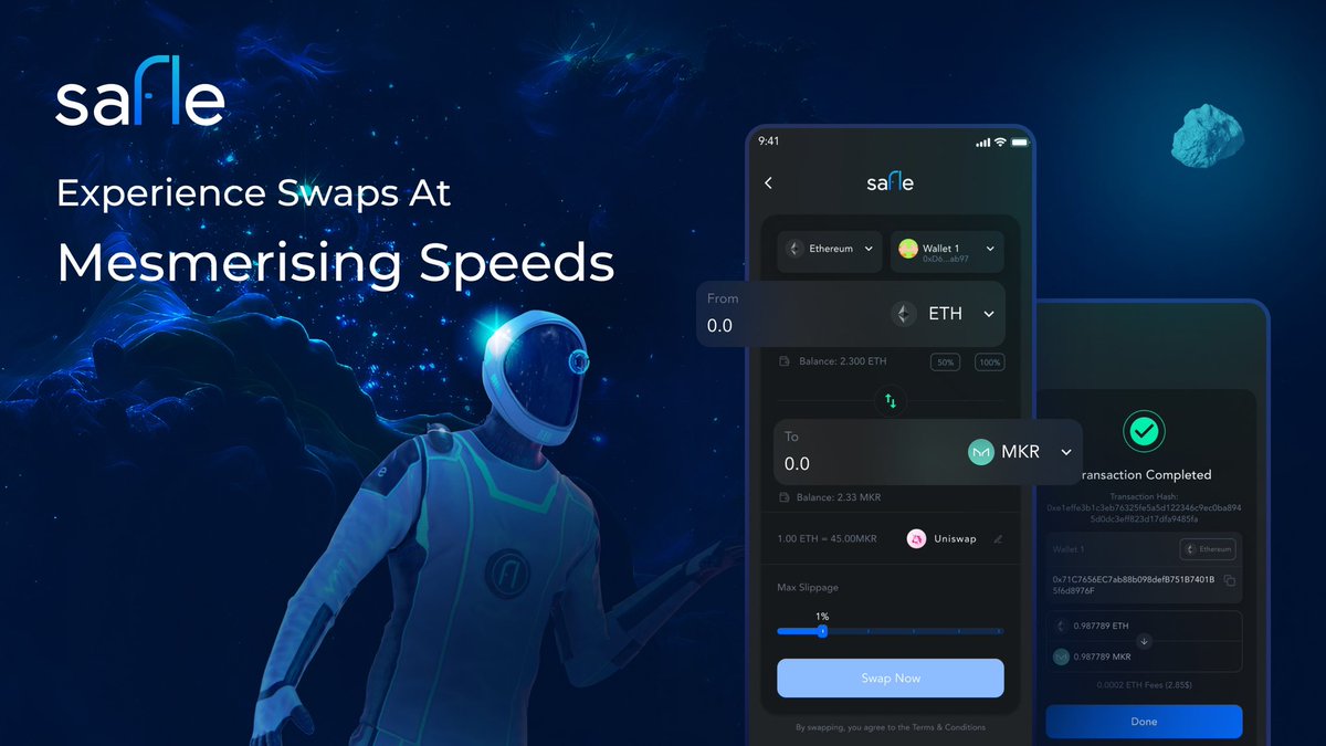 GetSafle's tweet photo. Experience the mesmerizing speed of crypto swaps with Safle wallet!
Don't take our word for it, try it out for yourself and see the magic happen. ๐
#SafleWallet #CryptoSwaps #FastAndFurious https://t.co/vN2IKMWIyW