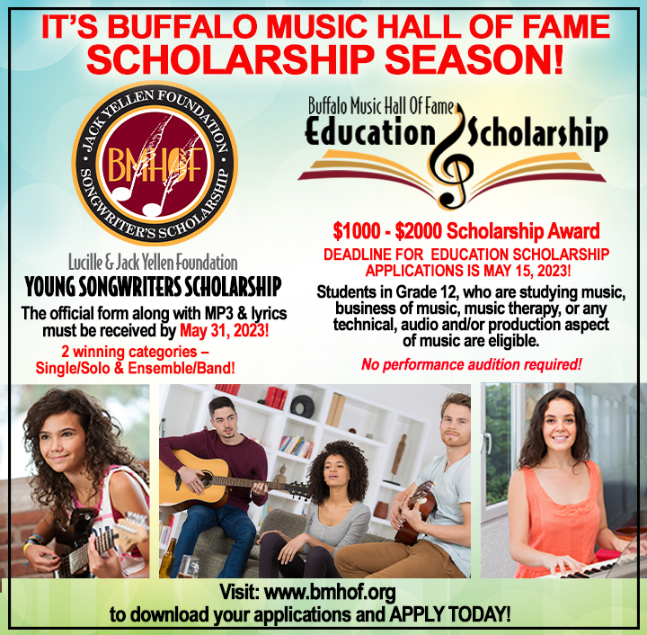 BMHOF62's tweet photo. It's BMHOF Scholarship Season! - 2 GREAT Scholarship opportunities for aspiring young musicians in WNY! Please visit https://t.co/DCAVOhjQIm  for more information on our scholarship programs and to download your applications! 
#halloffame, #scholarships2023, #youngmusicians, https://t.co/lhr7TM5NI0
