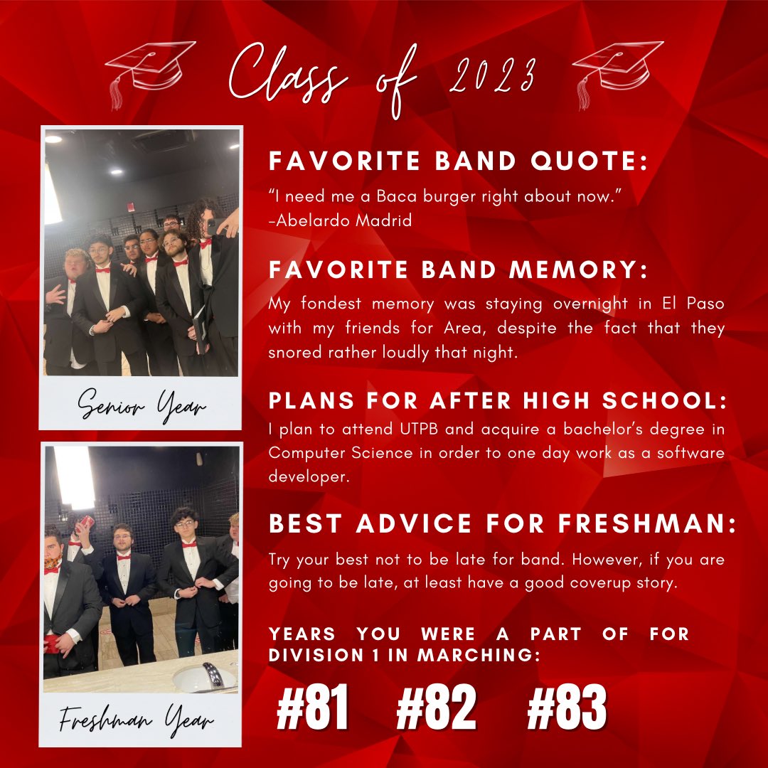 Today’s Senior Spotlight is Luis Lopez!! Thank you for all of your time and energy you have dedicated to the Broncho Band!! We wish you luck in your future endeavors ⭕️🐴🎶

#senior #bronchoband #bronchonation #GOBIGRED #classof2023