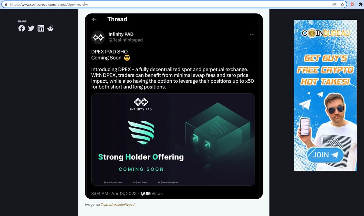 Featured on <a href="/coinbureau/">Coin Bureau</a> and Launching on Infinitypad.com, DPEX (<a href="/DPEX_io/">DPEX</a>) is a fully decentralized spot and perpetual exchange that operates on the Polygon network. 
You snooze, you lose. Don't miss out 🤓