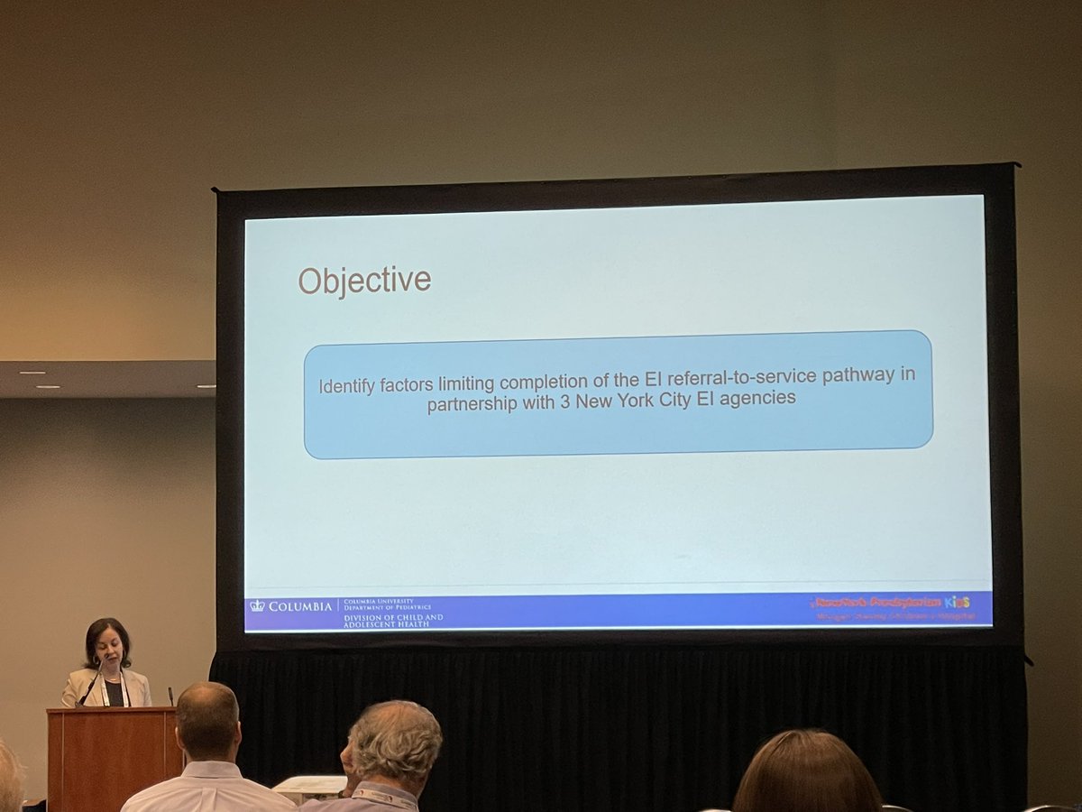 Dr. Evelyn Berger-Jenkins addressing disparities in accessing early intervention services #PAS2023 @KidsAtColumbia #NYPKids