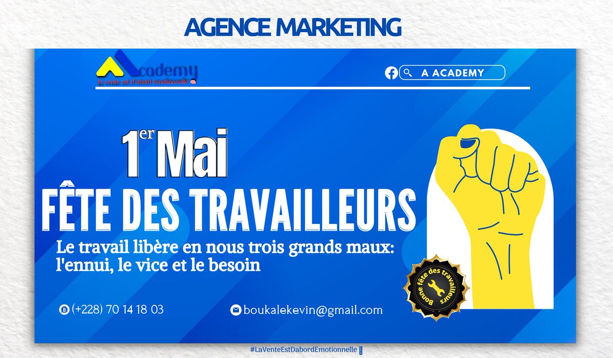 KBoukale's tweet photo. En ce premier mai, je vous souhaite une très bonne fête des travailleurs. 
Puissent vos efforts être récompensés et votre travail honoré en ce jour dédié aux travailleurs du monde entier.

Bonne fête à vous tous !
#laventeestdabordemotionnelle 🧠 https://t.co/Jstrk75QzY