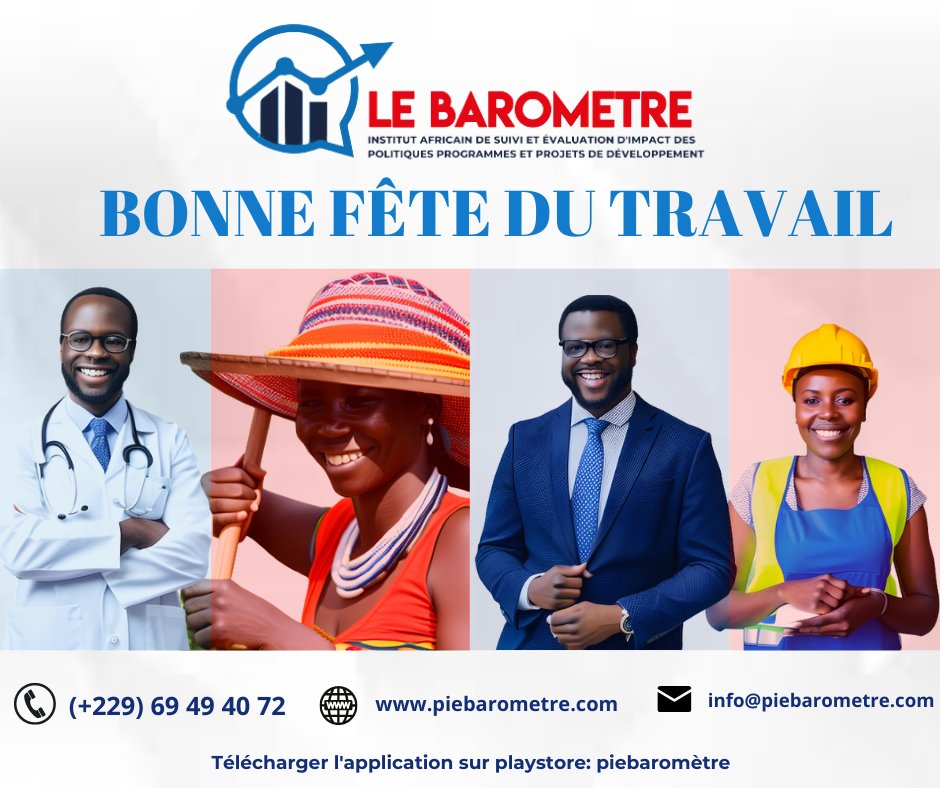 L'Institut Le Baromètre vous souhaite une bonne fête du travail !
#1ermai #fetedutravail #piebarometre #evaluation #AfriqueFrancophone #Benin