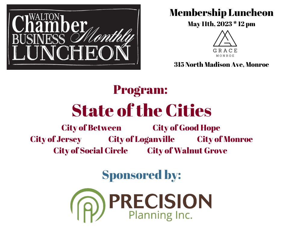 WaltonChamber's tweet photo. Don't forget to register for our May Membership Luncheon! You do not want to miss it! Click this link below to register for it today! 😀
https://t.co/uwdOVDrucu https://t.co/BYmtBeAaw8