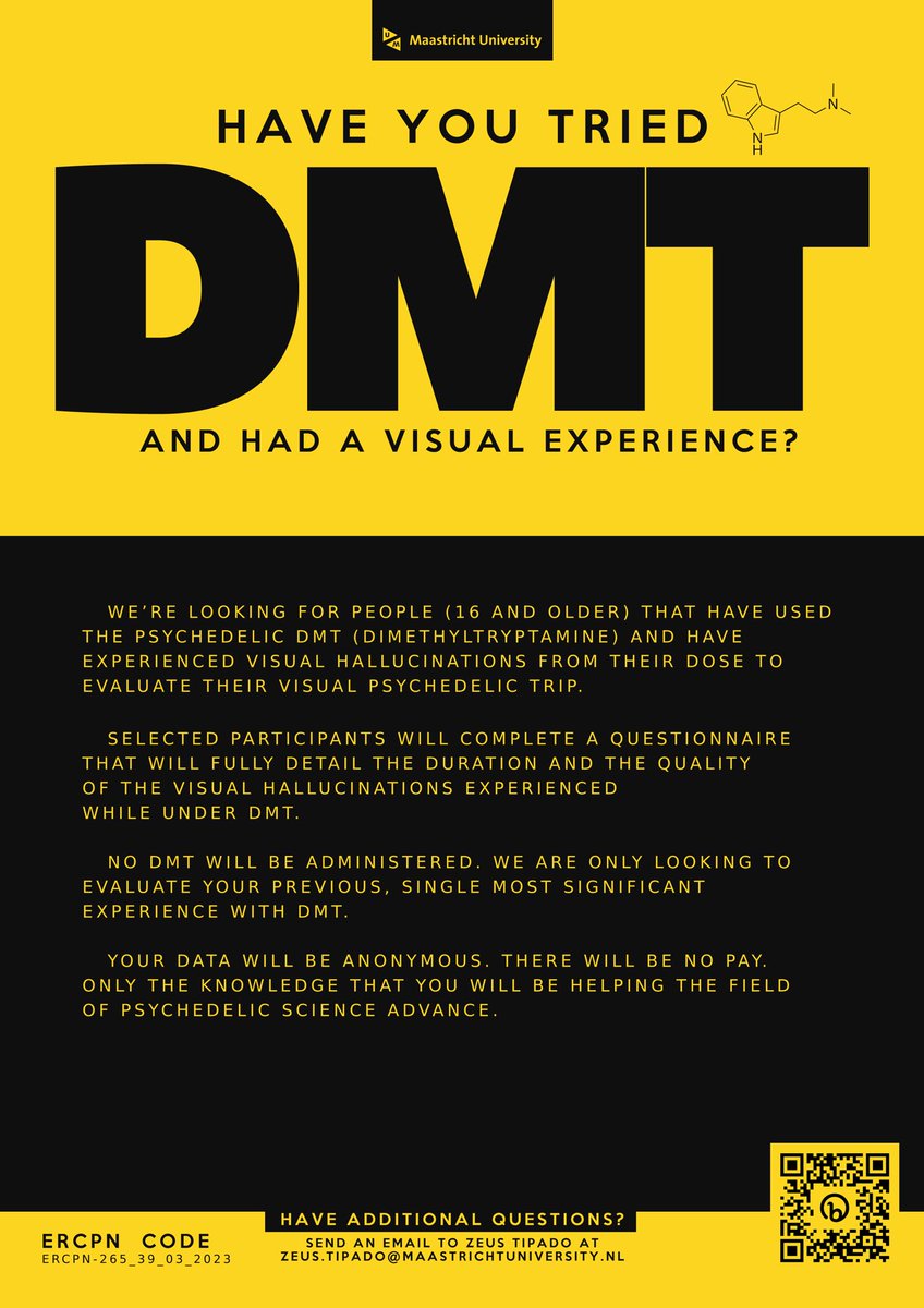 Have you experienced visuals while under DMT? If so, JOIN our study assessing your most significant DMT visual experience! bit.ly/tripdmt