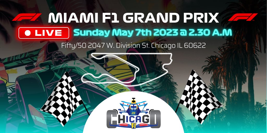 Join us at @TheFifty50 this Sunday to watch the Miami Grand Prix live! Sunday May 7th 2:30pm #F1 #MiamiGP
