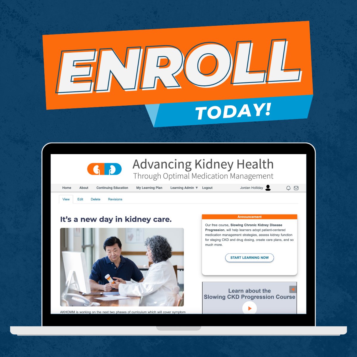AKHOMM (@kidneymedmgmt) on Twitter photo Our new curriculum is LIVE. 🎉 If you want to learn more about Slowing Kidney Disease Progression, enroll at the link in our bio.
#TwitteRX #pharmacists #AKHOMM #NephTwitter #kidneycare #PharmacyUMN #GetTheMedicationRight #nephrologist #nephrologynurse #nursepractitioner Our new curriculum is LIVE. 🎉 If you want to learn more about Slowing Kidney Disease Progression, enroll at the link in our bio.
#TwitteRX #pharmacists #AKHOMM #NephTwitter #kidneycare #PharmacyUMN #GetTheMedicationRight #nephrologist #nephrologynurse #nursepractitioner