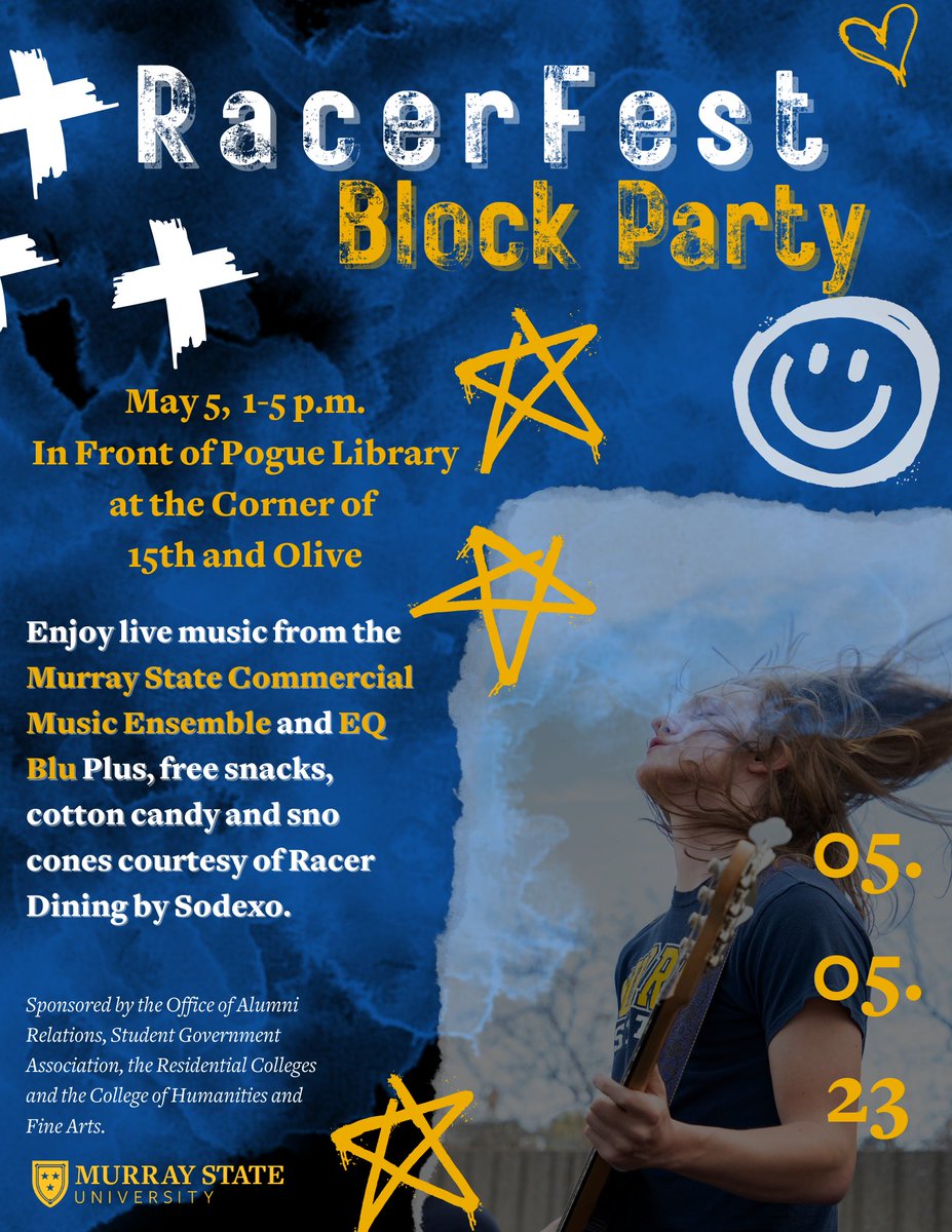 Close out the semester with the first ever RacerFest Block Party! There will be live music and free snacks in front of Pogue Library this Friday, May 5th from 1-5pm. Come out and celebrate the end of the semester!