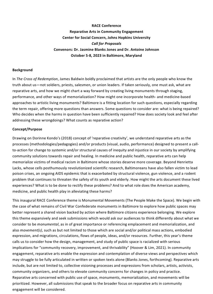 AJohnsonHist's tweet photo. Pleased to share that I am co-convening a conference in Baltimore with my homegirl-comrade, Dr. Jasmine Blanks Jones, from October 5-8. Submissions due 5/15. DM, text or email me if you have any questions! https://t.co/kXhJe0CPwz