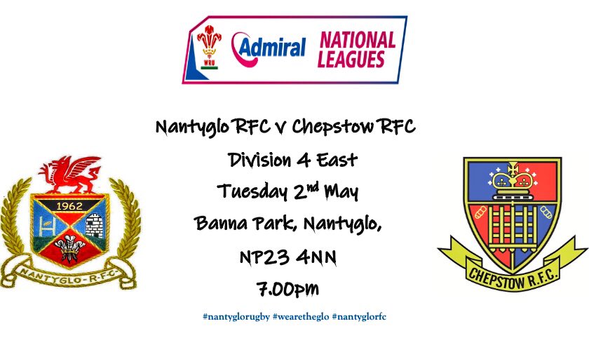 Tomorrow evening we welcome league leaders <a href="/CHEPSTOWRFC/">CHEPSTOW RUGBY CLUB</a> to the Banna Park for a 7pm kick off

Come along and support the boys in our penultimate home game of the season 🖤❤️

<a href="/AllWalesSport/">All Wales Sport</a> 

#nantyglorugby
#nantyglorfc
#wearetheglo
#60thanniversary
🖤❤️💪🏉
