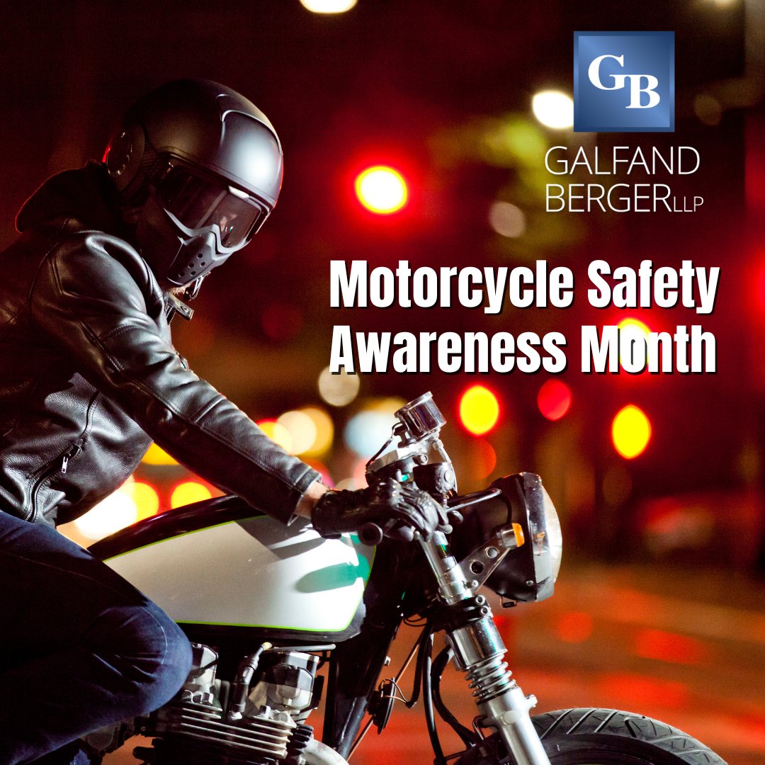 May is Motorcycle Safety Awareness Month. Remember to safely share the road with motorcyclists. 

#GalfandBergerLLP #PhilaLawFirm #Lawyers #MotorcycleAccidents #MotorcycleSafetyAwarenessMonth