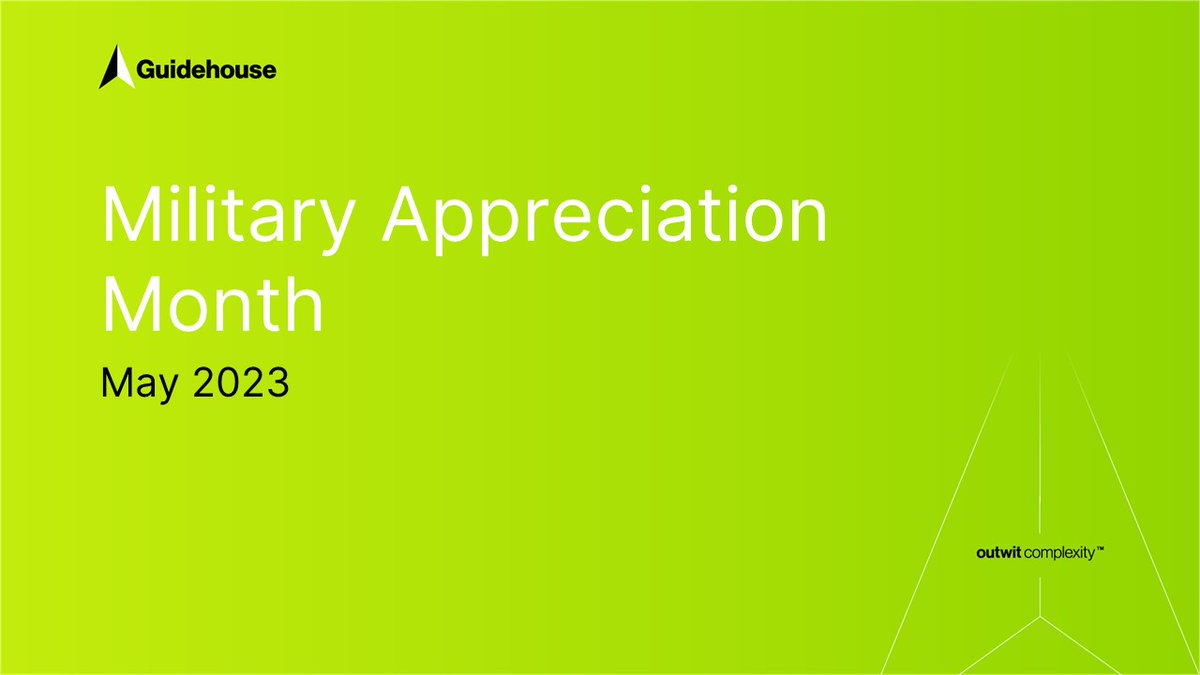 RT <a href="/GuidehouseHC/">Guidehouse Health</a> : RT <a href="/Guidehouse/">Guidehouse</a>: May is recognized as #MilitaryAppreciationMonth, honoring past and present active duty, guard and reserve members, veteran service members, and #Military families. Thank you to all who have sacrificed so much in the ser…