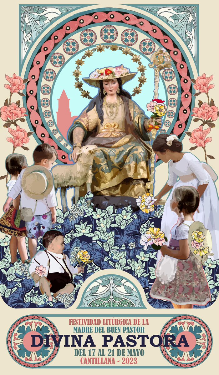 HdaddelaPastora's tweet photo. Cartel anunciador de la Festividad Litúrgica de la Madre del Buen Pastor, obra de N.H. David Payán Campos. https://t.co/C6QmTfXKAv