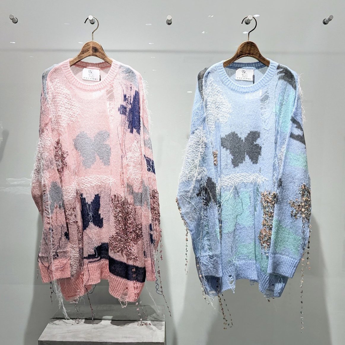 rurumu: damage mohair knit OP pink-