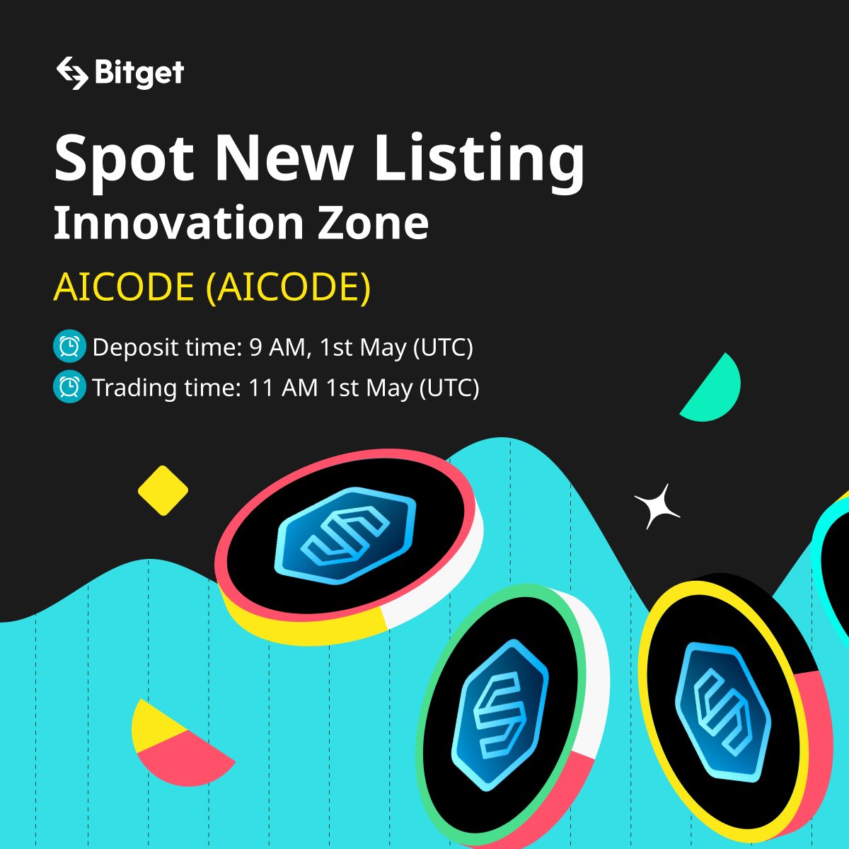 🔥 Spot New Listing 🔥

#Bitget will list $AICODE/USDT trading pair on 1st May in #Innovation Zone. <a href="/ArbDogeAI/">.</a> 

Deposit opened. Get Ready for the Listing!

🎁 A total $100 #giveaway for 10 members! Just simply RT + TAG 3 friends.

More details: bitget.com/en/support/art…