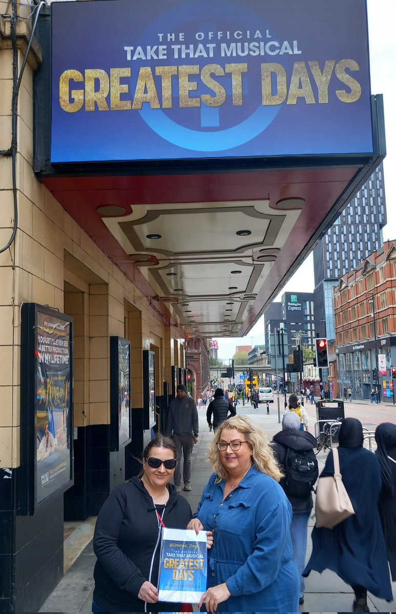 jojoblack1905's tweet photo. We,re a bit early for the show at @PalaceAndOpera in Manchester....you can say we aren't excited!!  #swearitonthefans #greatestdaythemusicalfans https://t.co/mjTS2AiWwK