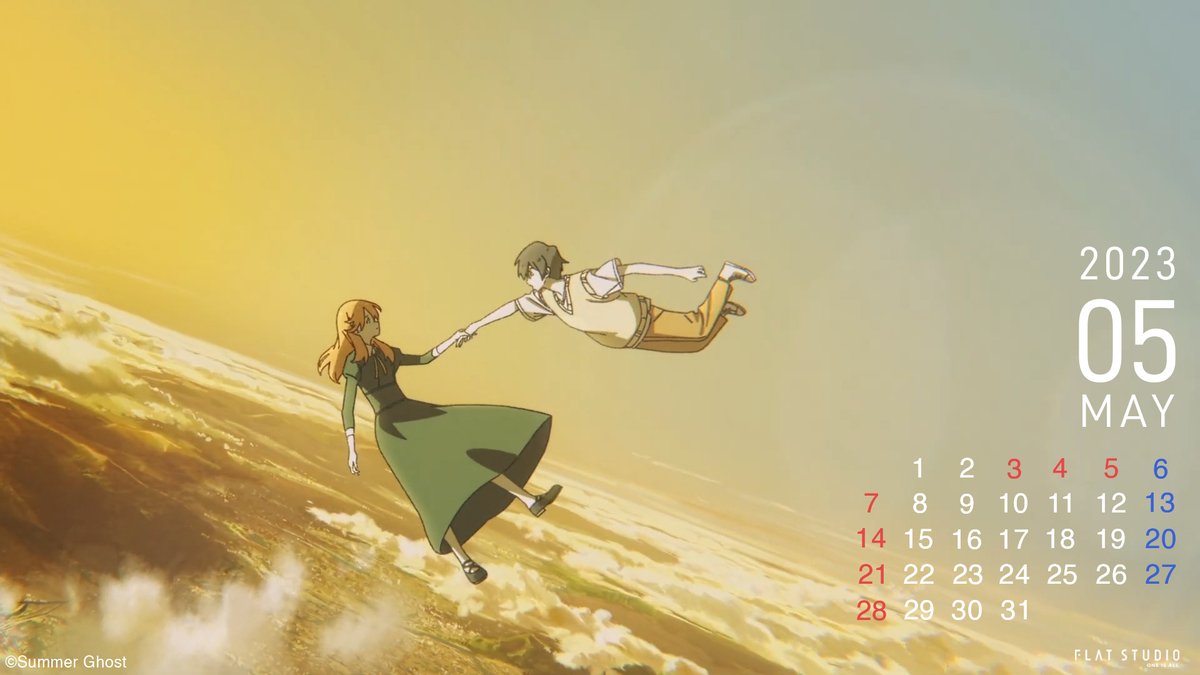 flatstudio_jp's tweet photo. ■CALENDAR
突然ですが、FLAT STUDIOをもっと身近に感じていただきたく、関連作品のイラストを用いたカレンダーを毎月プレゼントします。是非壁紙にお使いください。
初回となる5月は「#サマーゴースト」から。

#FLATdaily
#FLATSTUDIO https://t.co/vaLcGPFSTR