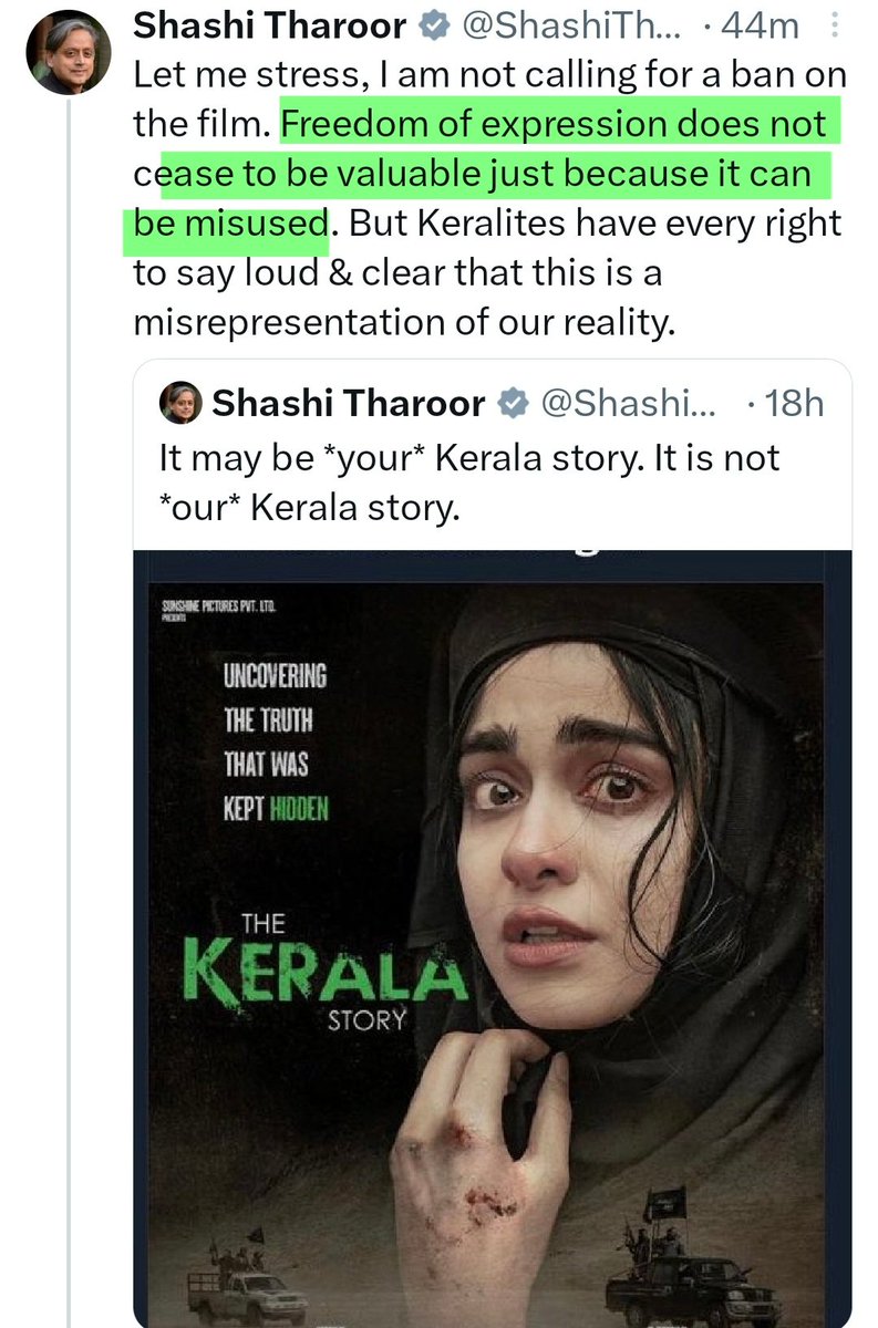 imMAK02's tweet photo. 2 Faces of Shashi Tharoor.

Pic 1 : Shashi Tharoor called chant of La Ilaha Illallah Islamist Extremism.

Pic 2 : Tharoor calling this Nazi Propaganda movie "Freedom Of Expression" . https://t.co/xk3KNh7Eby