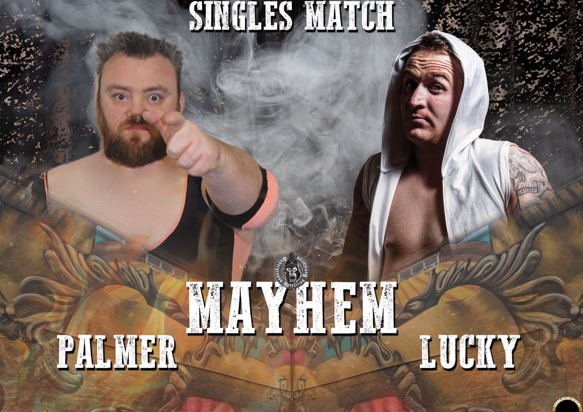 Friday 19th May at wrestling Mayhem 
@keepcalmstaylucky will be taking on @palmer_necessary_evil in a singles match. Tickets in the bio #shurdington#cheltenham #leckhampton #leckhamptongym #cheltenhampt #cheltenhamgym #charltonkings #cheltenhamfitness #wrestling #aew #wwe