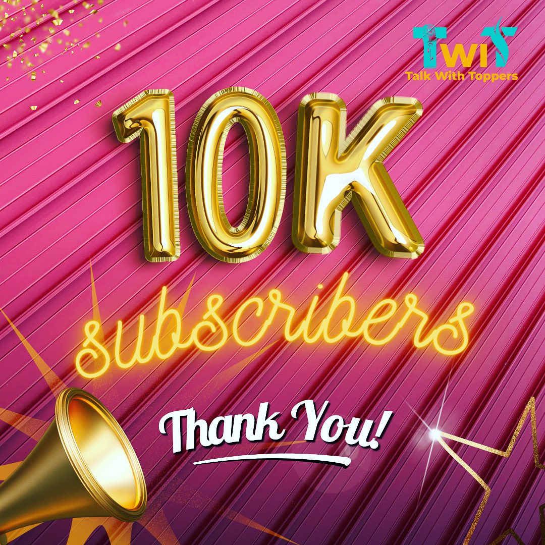 Talkwithtoppers's tweet photo. Thank you all for completing 10 K subscribers in our YouTube channel Talk  with Toppers impressive milestone of 10K subscribers on our YouTube channel
We promise to keep bringing you the best content possible 
Once again, thank you for being a part of our journey https://t.co/JcQ39rSK0d